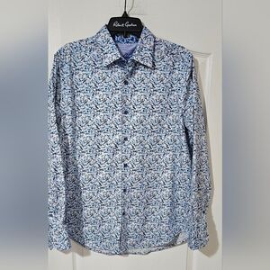 Robert Graham Blue and White Patterned Shirt New Without Tags Size Medium